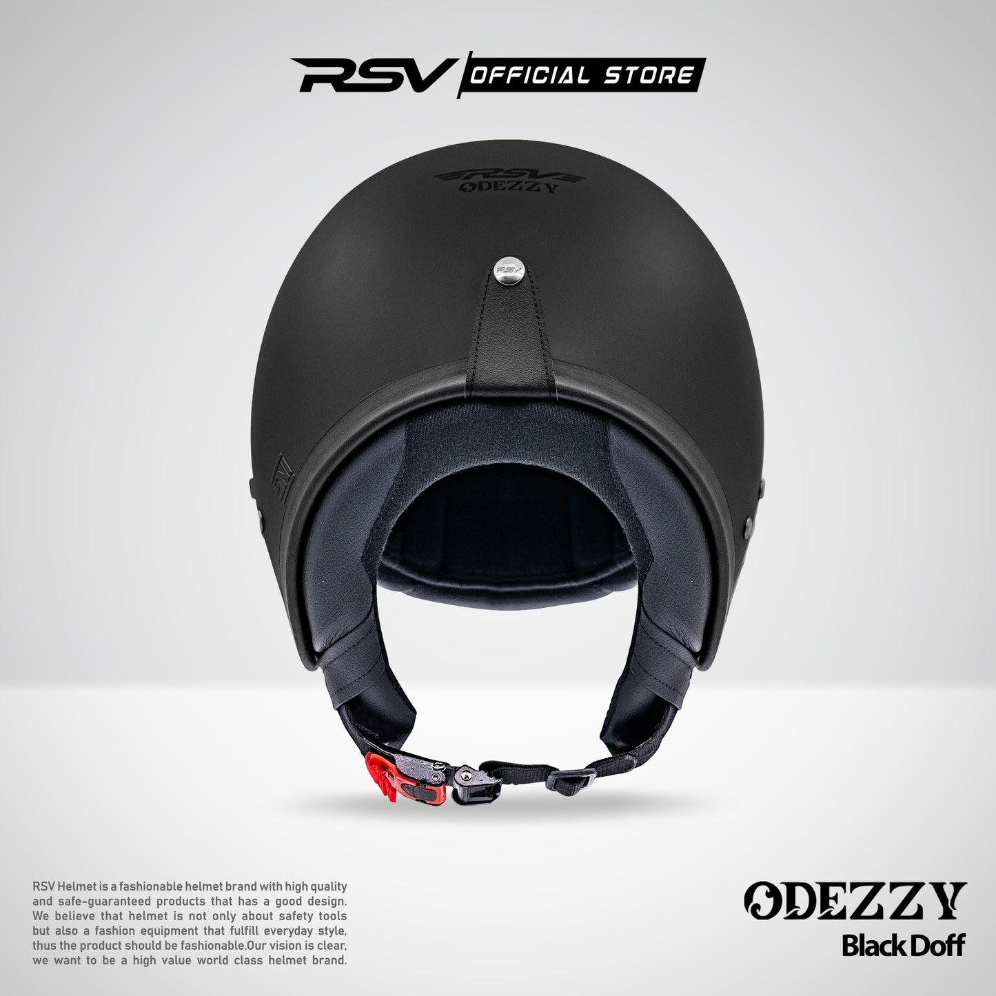 Helm RSV Odezzy Solid Black Doff Single Visor - Half Face