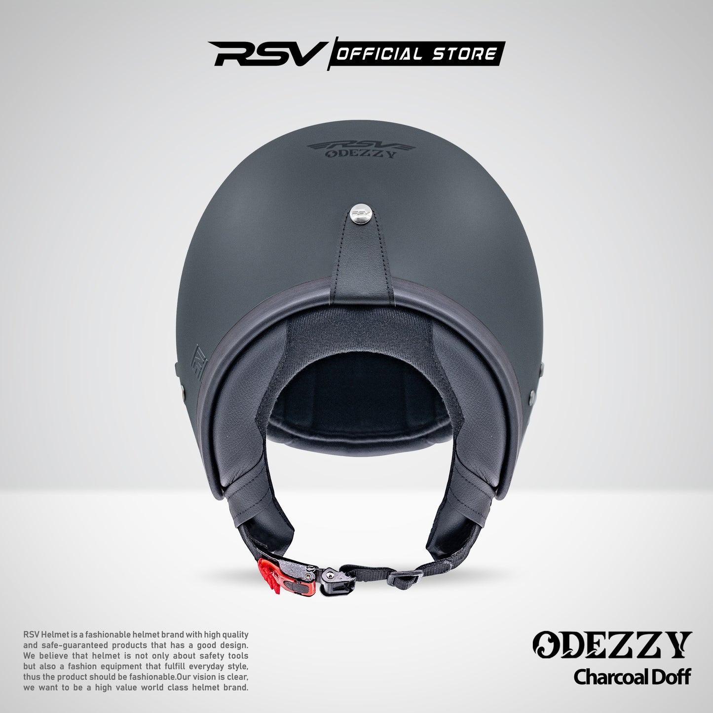 Helm RSV Odezzy Solid Charcoal Doff Single Visor - Half Face