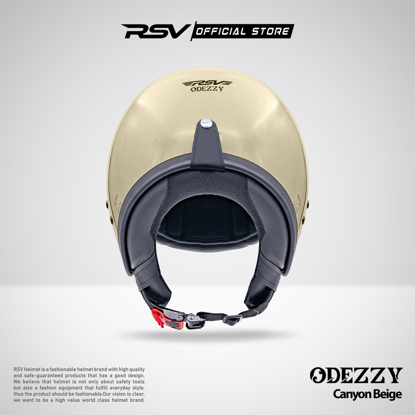 Helm RSV Odezzy Solid Canyon Beige Glossy Single Visor - Half Face