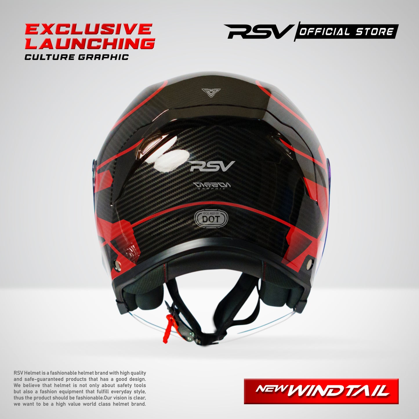 Helm RSV New Windtail Carbon Culture Graphic Single Visor - Limited Edition (Exclusive Launching)