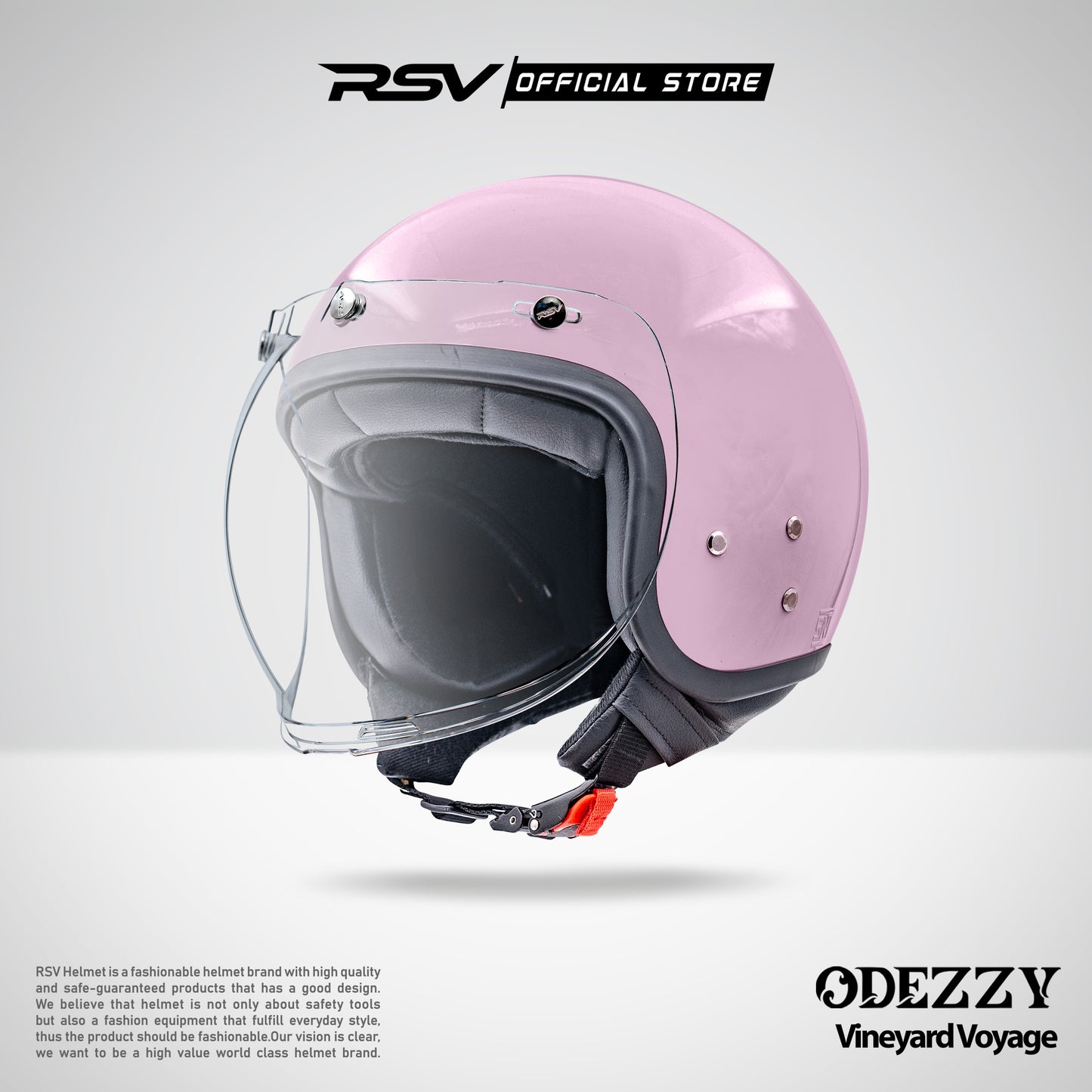 Helm RSV Odezzy Solid Vineyard Voyage Pink Glossy Single Visor - Half Face