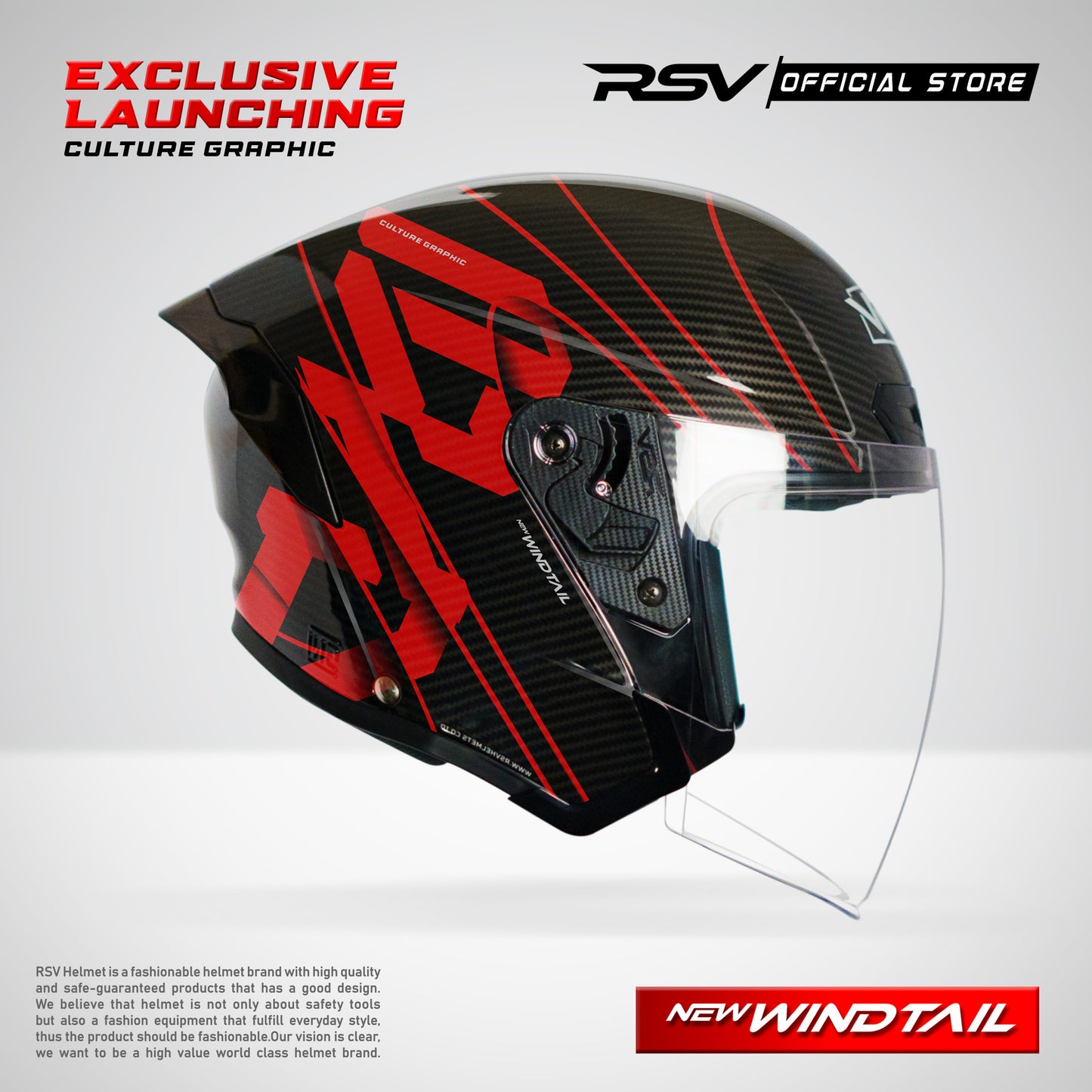 Helm RSV New Windtail Carbon Culture Graphic Single Visor - Limited Edition (Exclusive Launching)