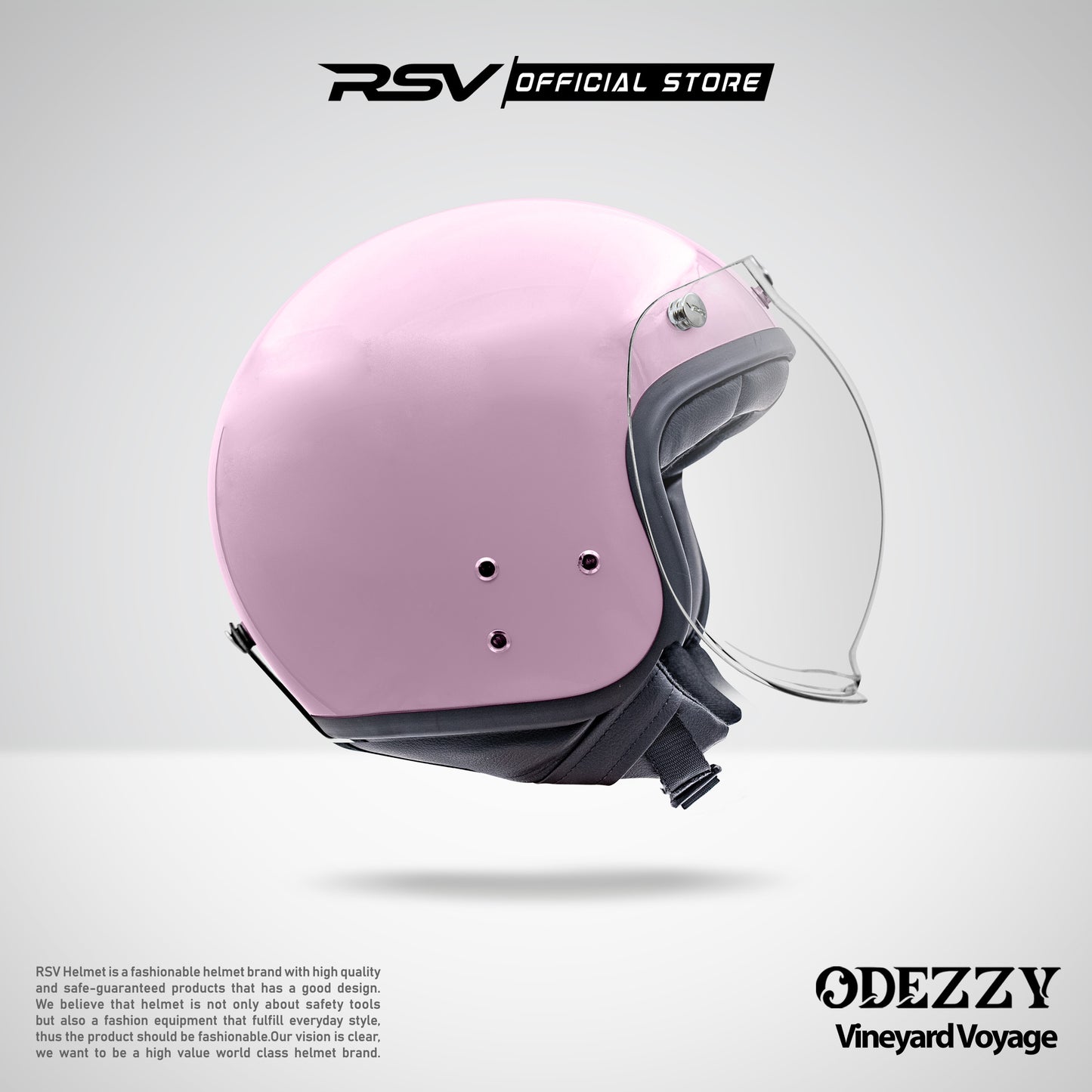 Helm RSV Odezzy Solid Vineyard Voyage Pink Glossy Single Visor - Half Face