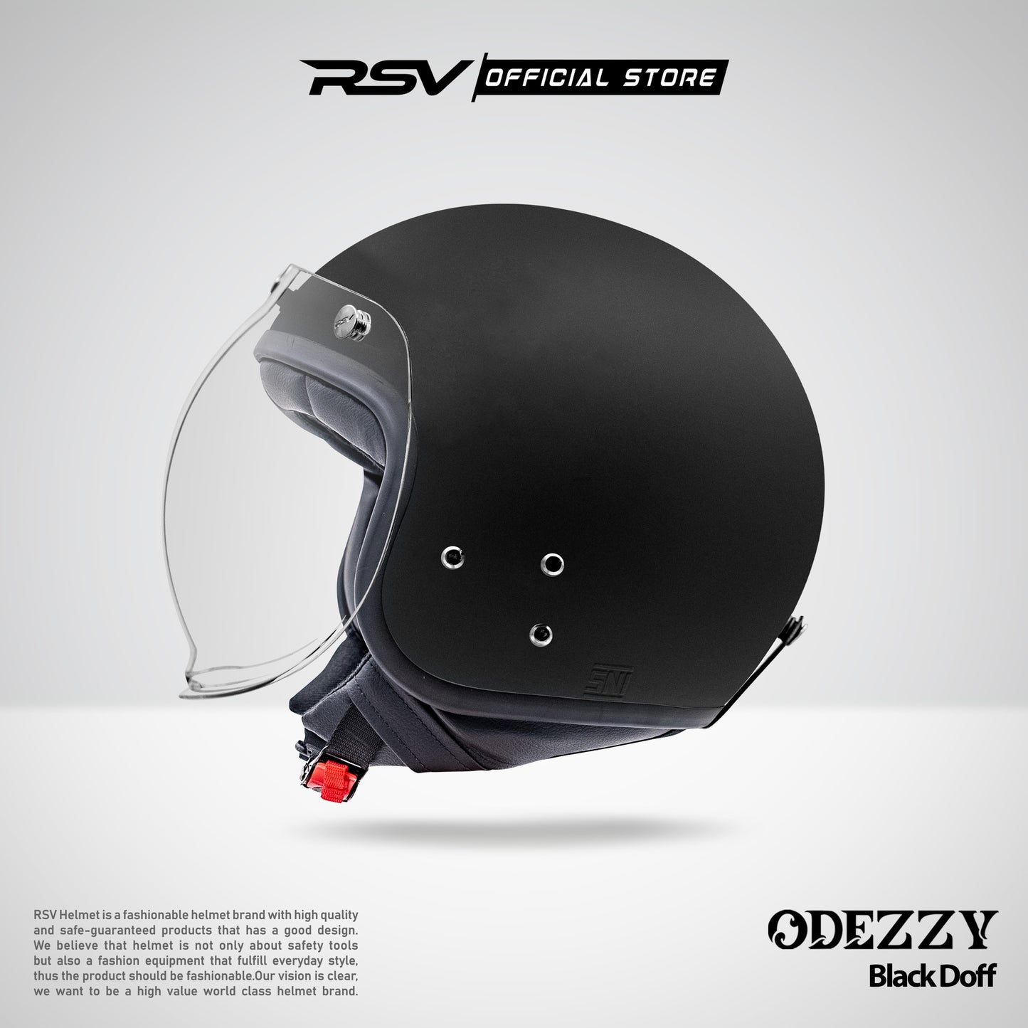 Helm RSV Odezzy Solid Black Doff Single Visor - Half Face