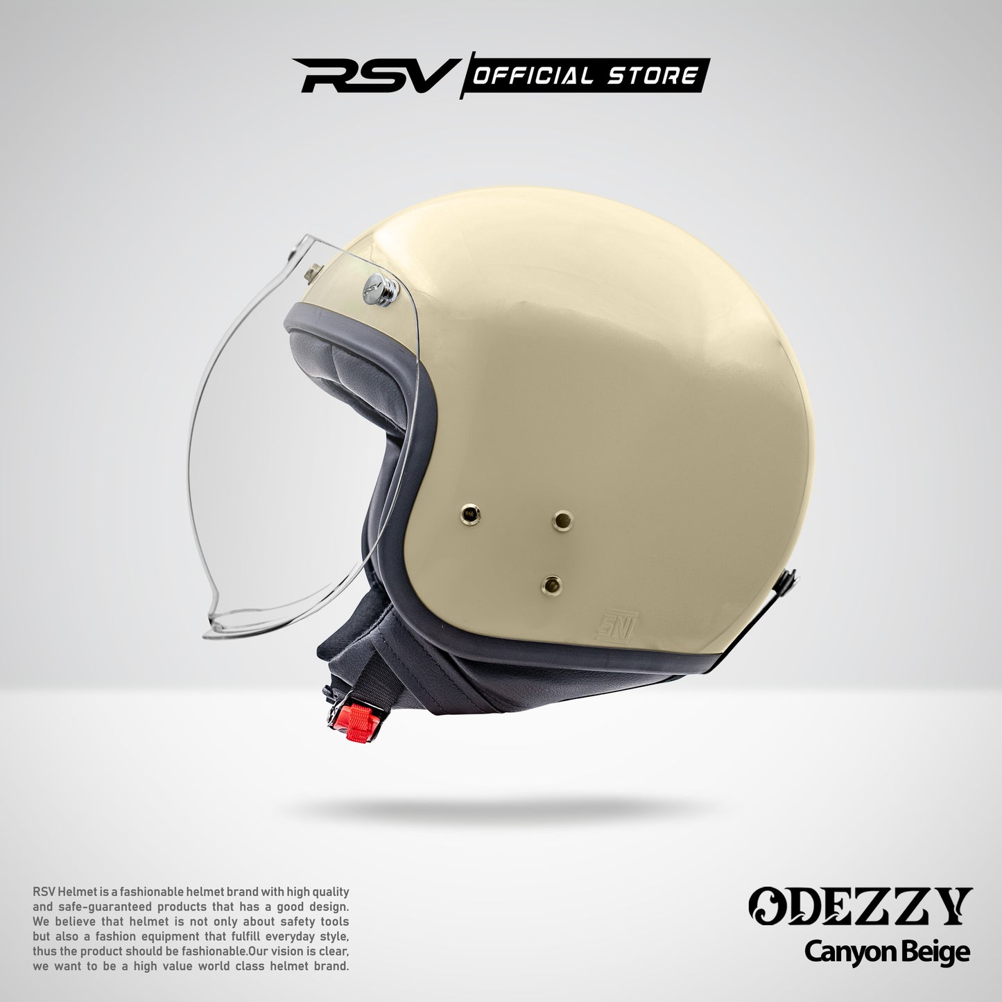 Helm RSV Odezzy Solid Canyon Beige Glossy Single Visor - Half Face