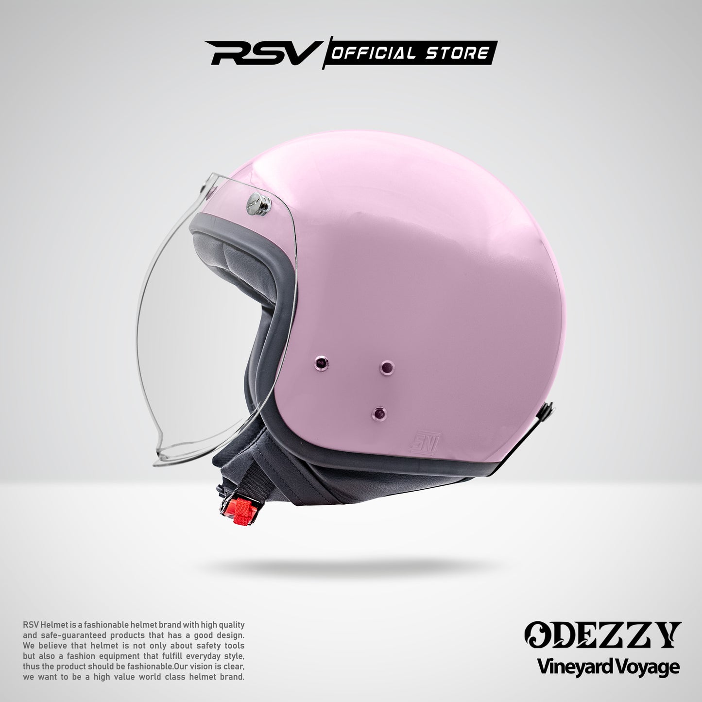 Helm RSV Odezzy Solid Vineyard Voyage Pink Glossy Single Visor - Half Face