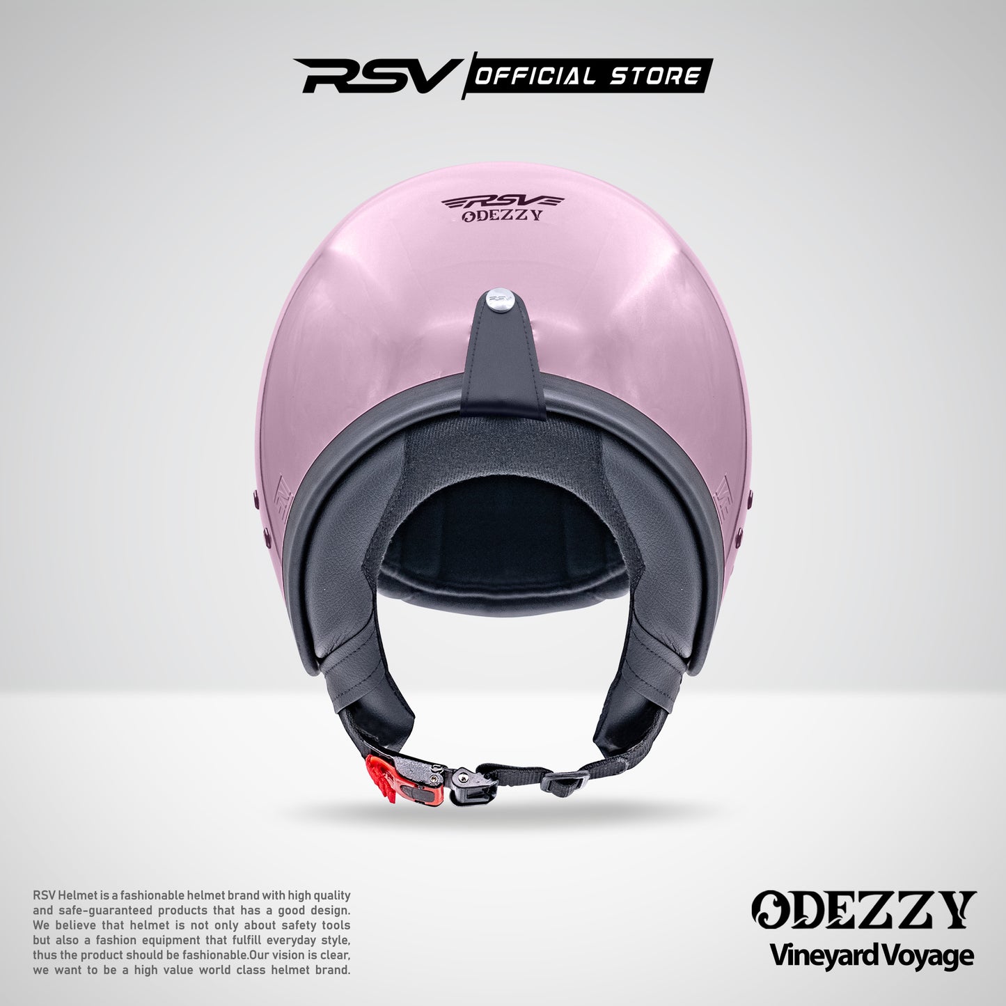 Helm RSV Odezzy Solid Vineyard Voyage Pink Glossy Single Visor - Half Face