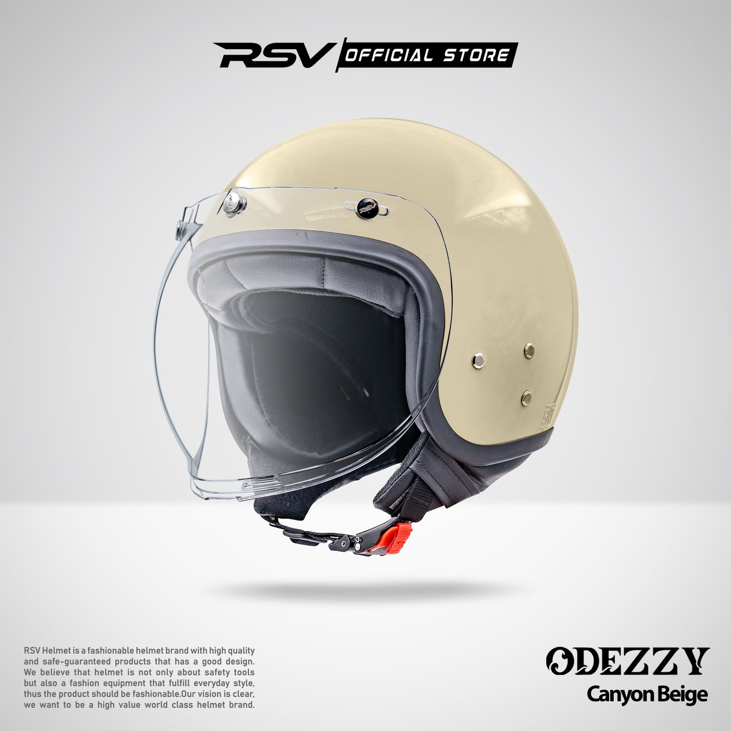 Helm RSV Odezzy Solid Canyon Beige Glossy Single Visor - Half Face