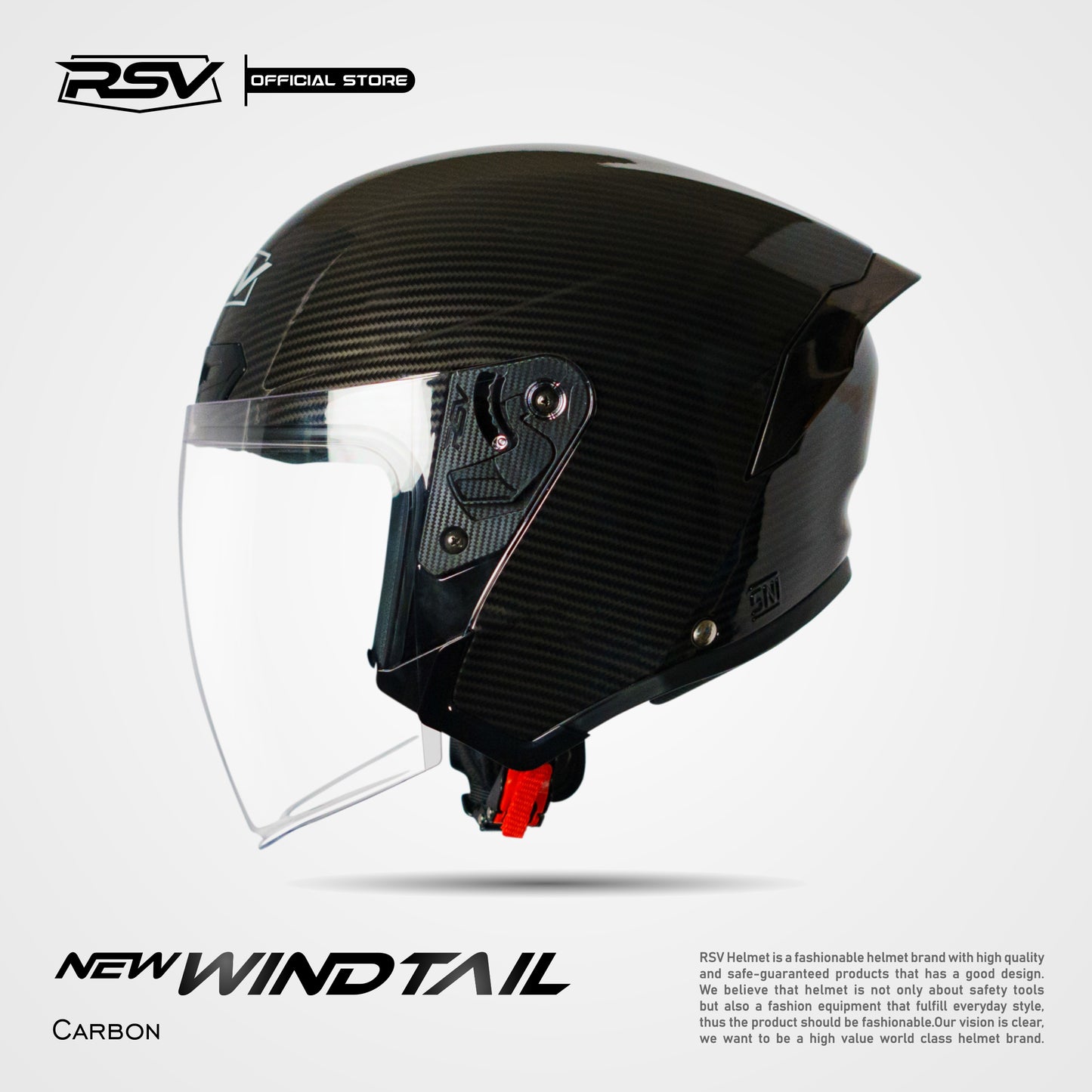 RSV NEW WINDTAIL CARBON GLOSSY SINGLE VISOR