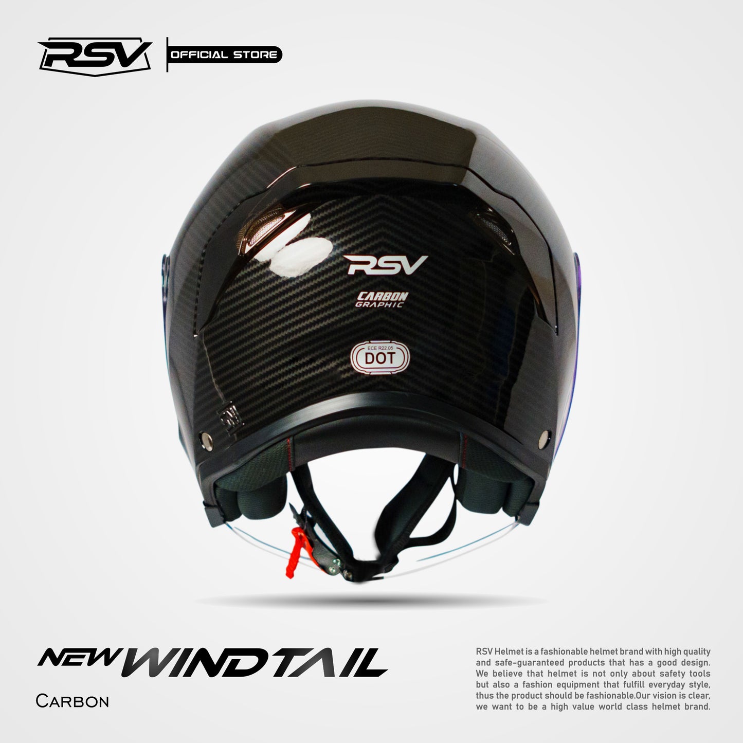 RSV NEW WINDTAIL CARBON GLOSSY SINGLE VISOR