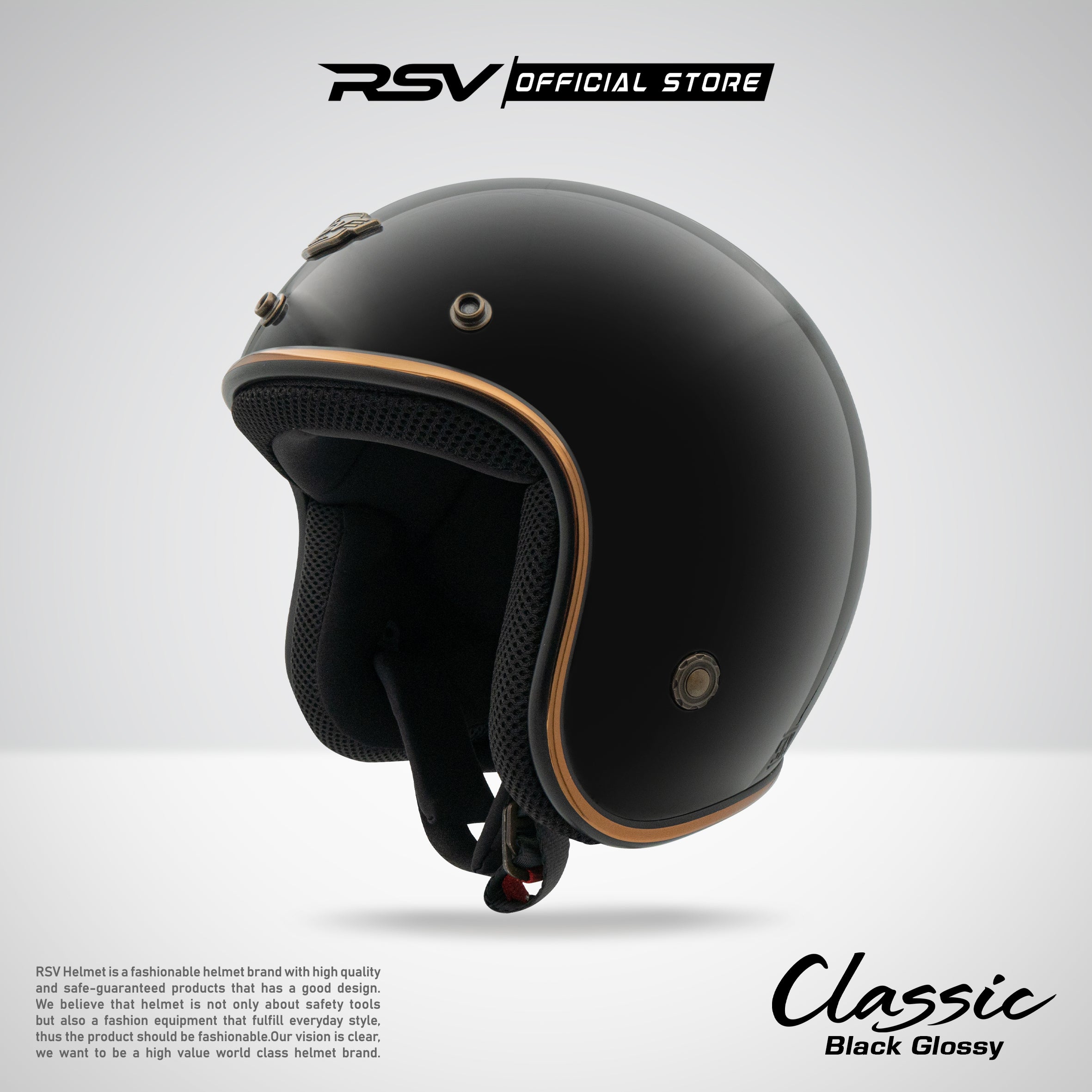 RSV HELM CLASSIC BLACK GLOSSY – RSV Helmets PT HELMINDO PRATAMA