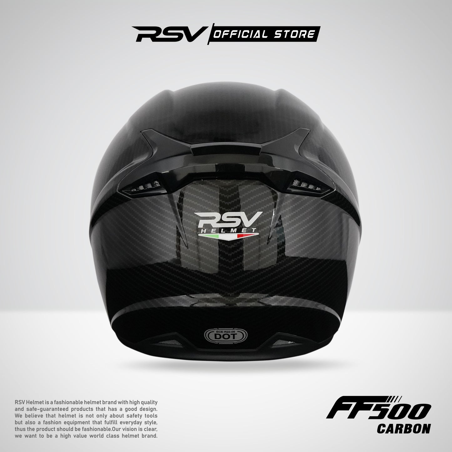 RSV HELM FF500 CARBON GLOSSY PAKET GANTENG (HELM + VISOR + SPOILER)
