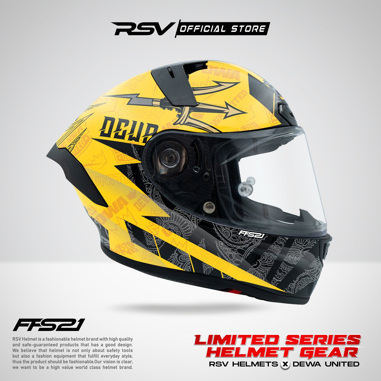 RSV Helmets x DEWA UNITED Exclusive Collaboration MPL ID - Helm RSV Full face FFS21 (Limited Edition Series) - Helm Full Face