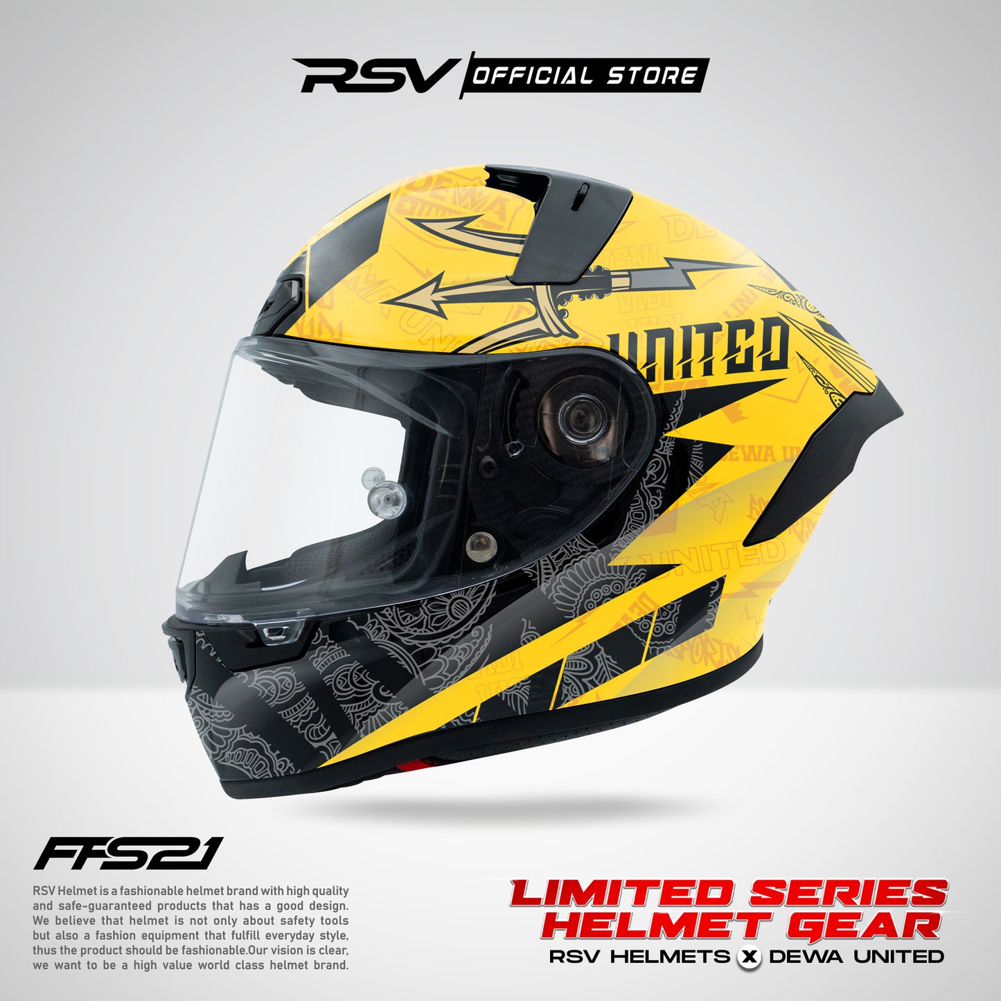 RSV Helmets x DEWA UNITED Exclusive Collaboration MPL ID - Helm RSV Full face FFS21 (Limited Edition Series) - Helm Full Face