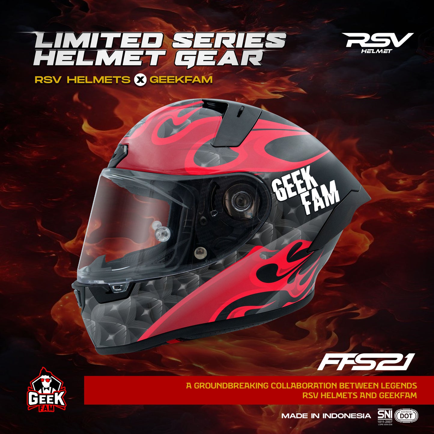 RSV Helmets x Geek Fam Exclusive Collaboration MPL ID - Helm RSV Full face FFS21 (Limited Edition Series) - Helm Full Face