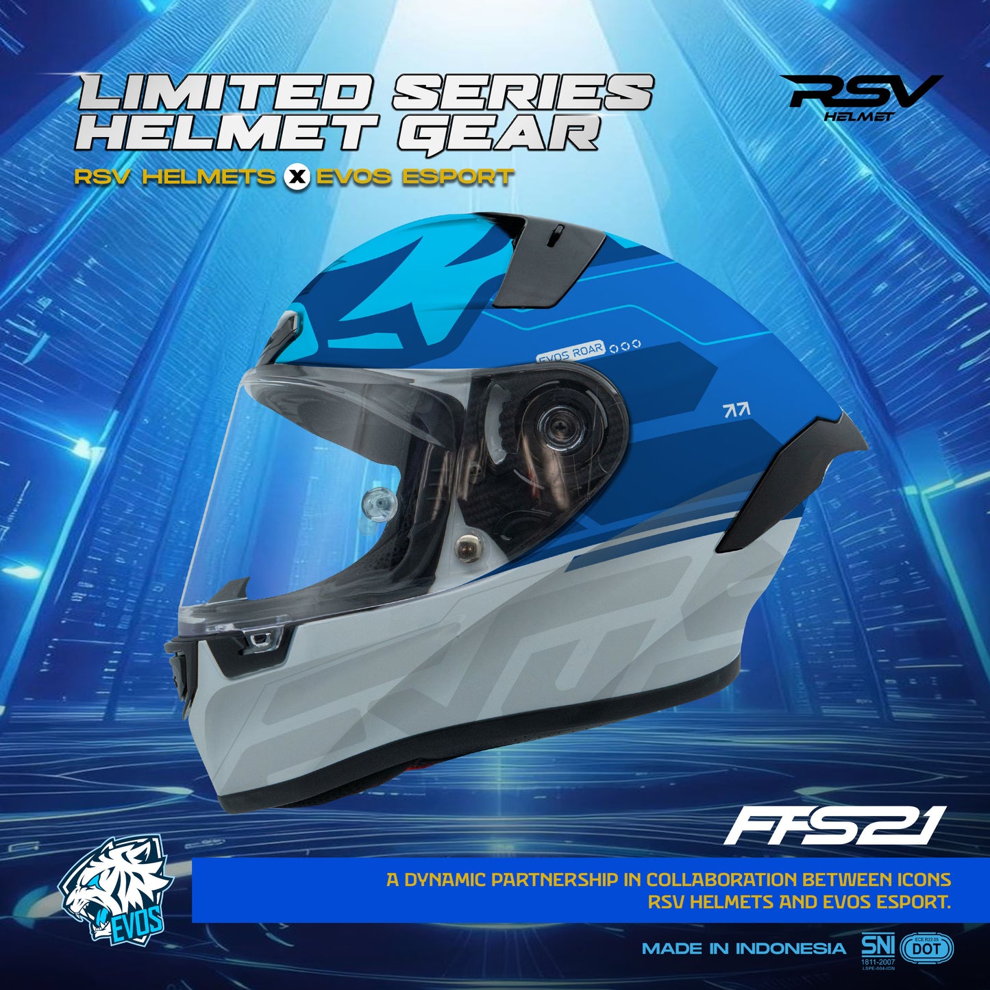 RSV Helmets x EVOS Esport Exclusive Collaboration MPL ID - Helm RSV Full Face FFS21 (Limited Edition Series) - Helm Full Face