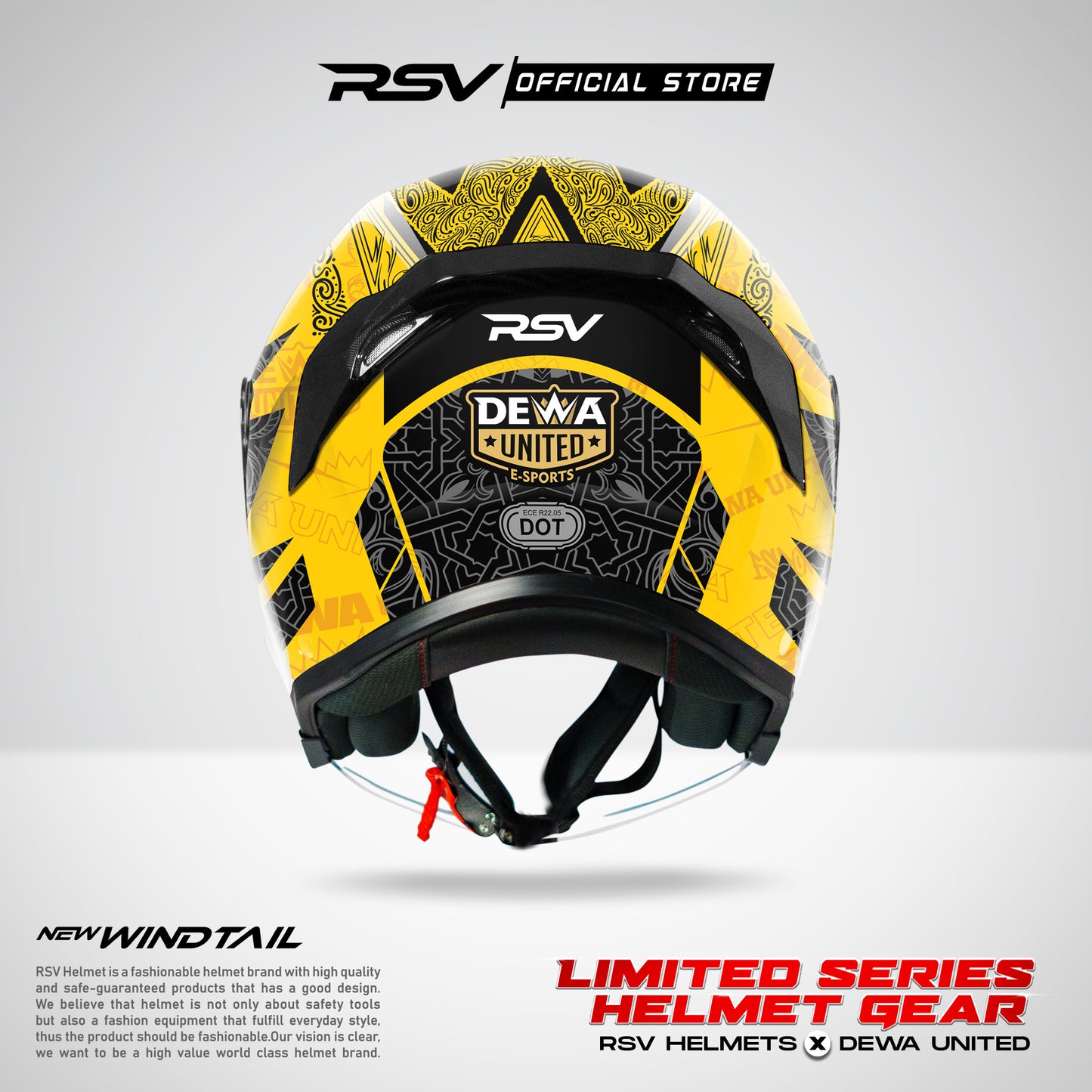 RSV Helmets x DEWA UNITED Exclusive Collaboration MPL ID - Helm RSV New Windtail Single Visor (Limited Edition Series) - Helm Half Face