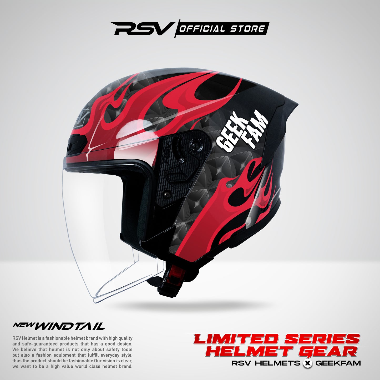 RSV Helmets x Geek Fam ID Exclusive Collaboration MPL ID - Helm RSV New Windtail Single Visor (Limited Edition Series) - HELM Half Face