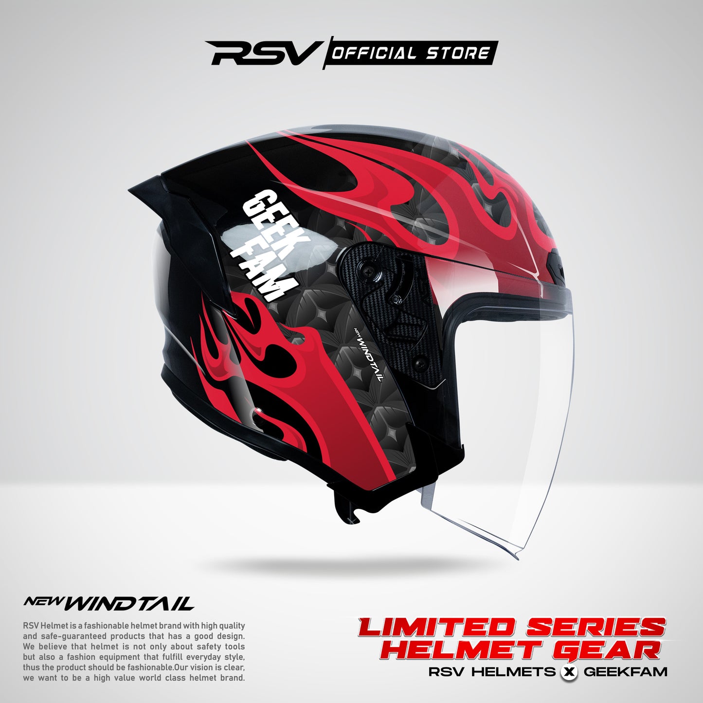 RSV Helmets x Geek Fam ID Exclusive Collaboration MPL ID - Helm RSV New Windtail Single Visor (Limited Edition Series) - HELM Half Face