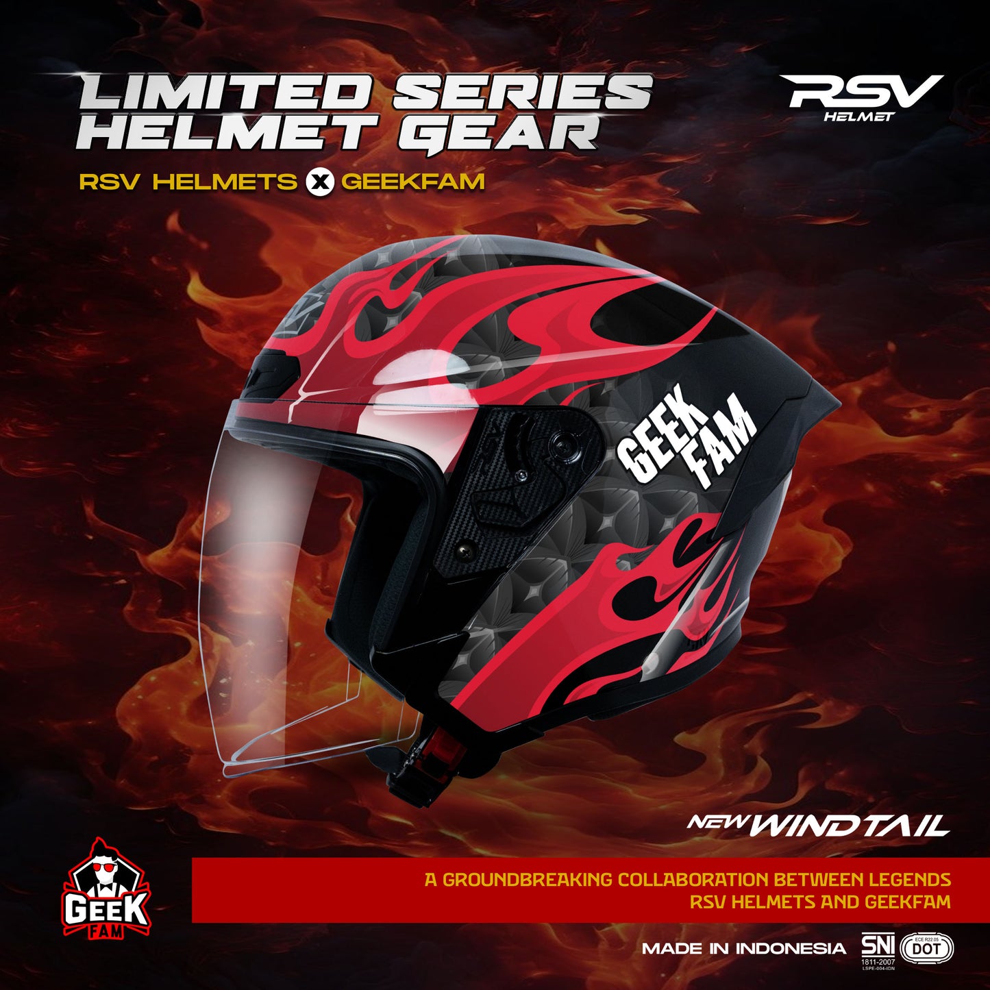 RSV Helmets x Geek Fam ID Exclusive Collaboration MPL ID - Helm RSV New Windtail Single Visor (Limited Edition Series) - HELM Half Face