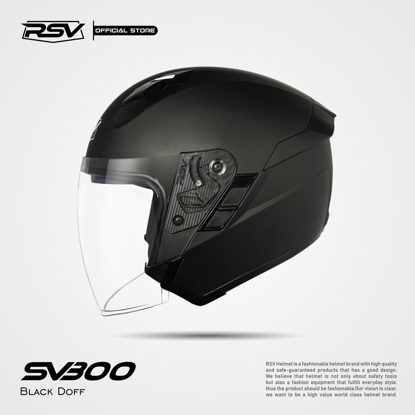 Helm Motor Half Face RSV Original SV300 BLACK DOFF DOUBLE VISOR Helm SNI DOT & ECE R22.05 Helmet Dewasa Pria Dan Wanita