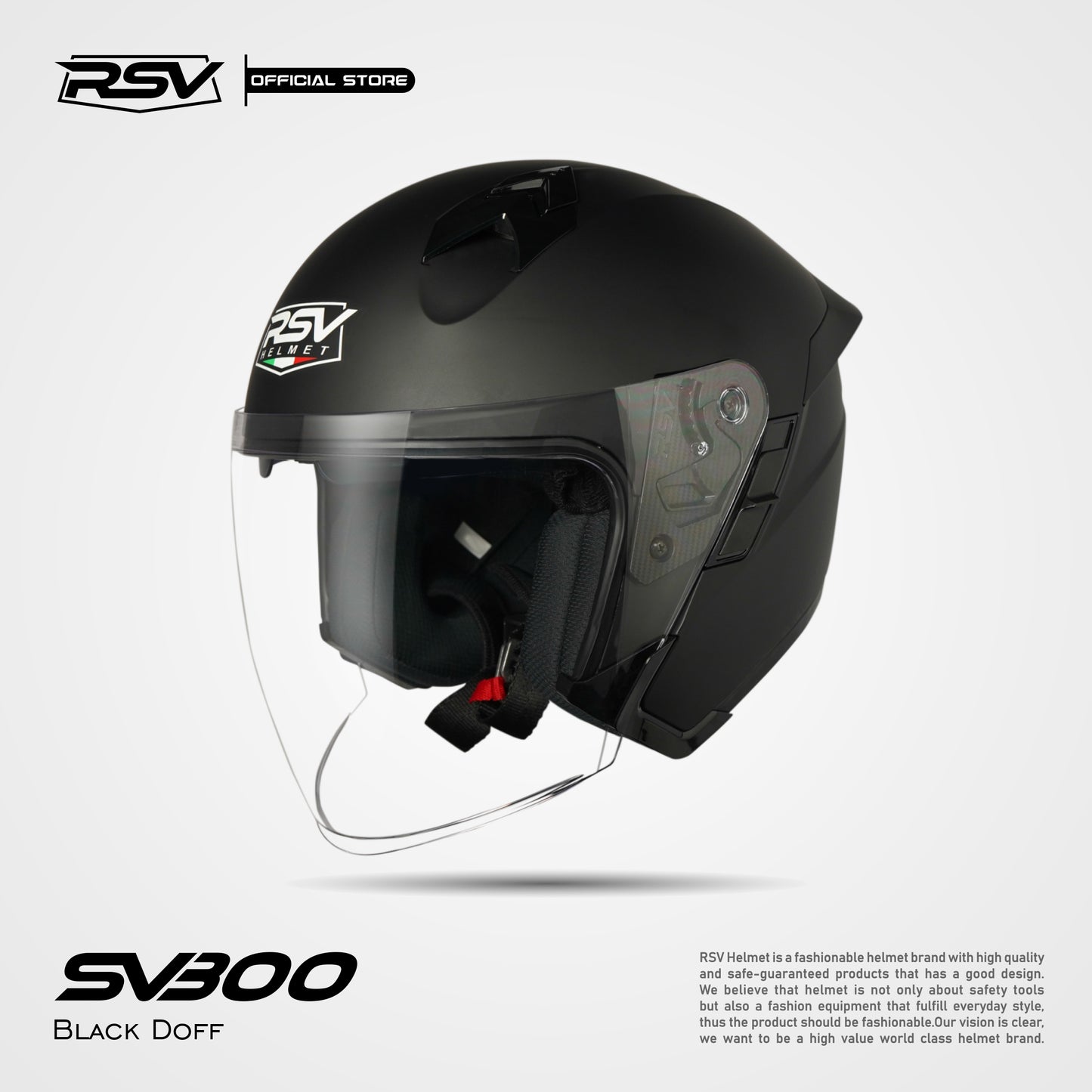 Helm Motor Half Face RSV Original SV300 BLACK DOFF DOUBLE VISOR Helm SNI DOT & ECE R22.05 Helmet Dewasa Pria Dan Wanita