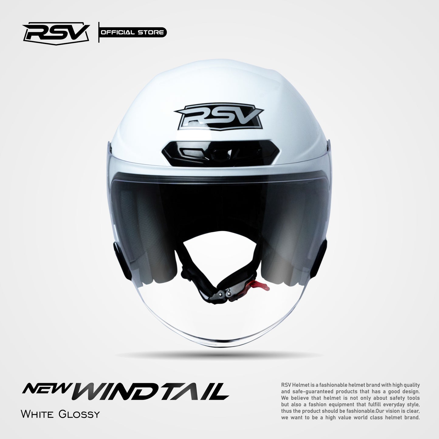 RSV NEW WINDTAIL WHITE GLOSSY SINGLE VISOR