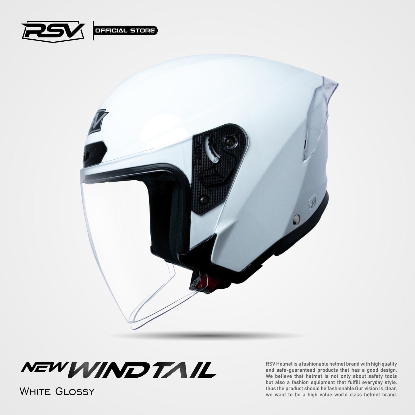 RSV NEW WINDTAIL WHITE GLOSSY SINGLE VISOR