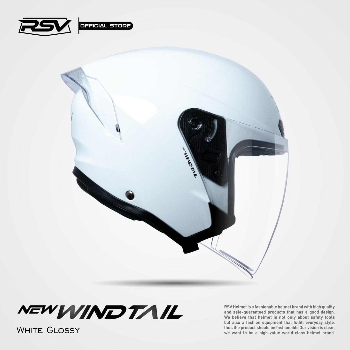 RSV NEW WINDTAIL WHITE GLOSSY SINGLE VISOR