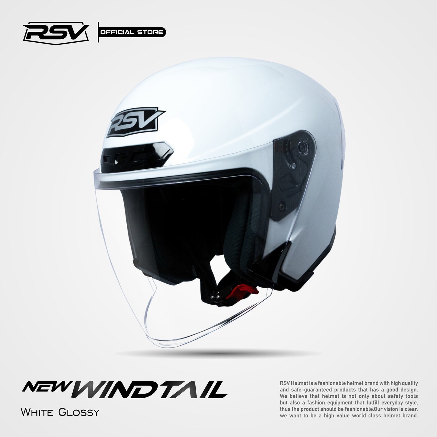 RSV NEW WINDTAIL WHITE GLOSSY SINGLE VISOR