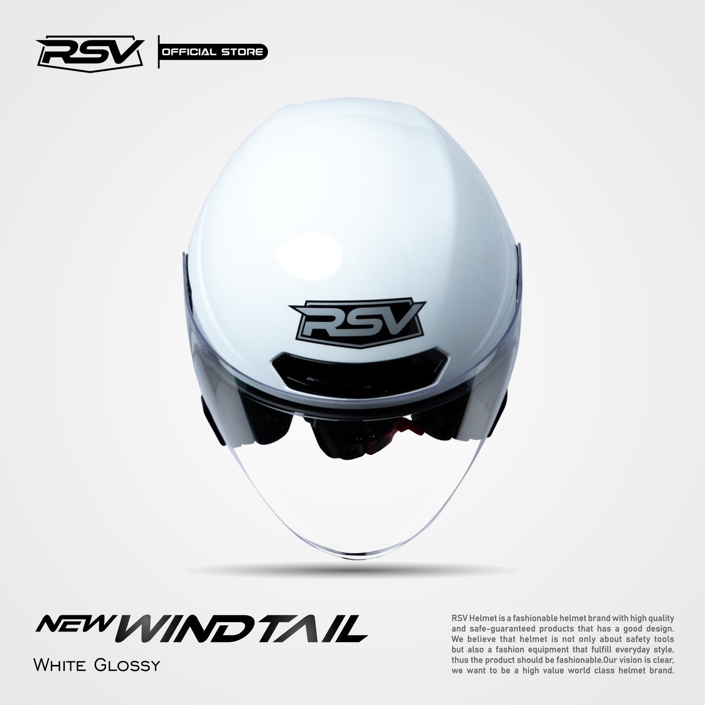 RSV NEW WINDTAIL WHITE GLOSSY SINGLE VISOR