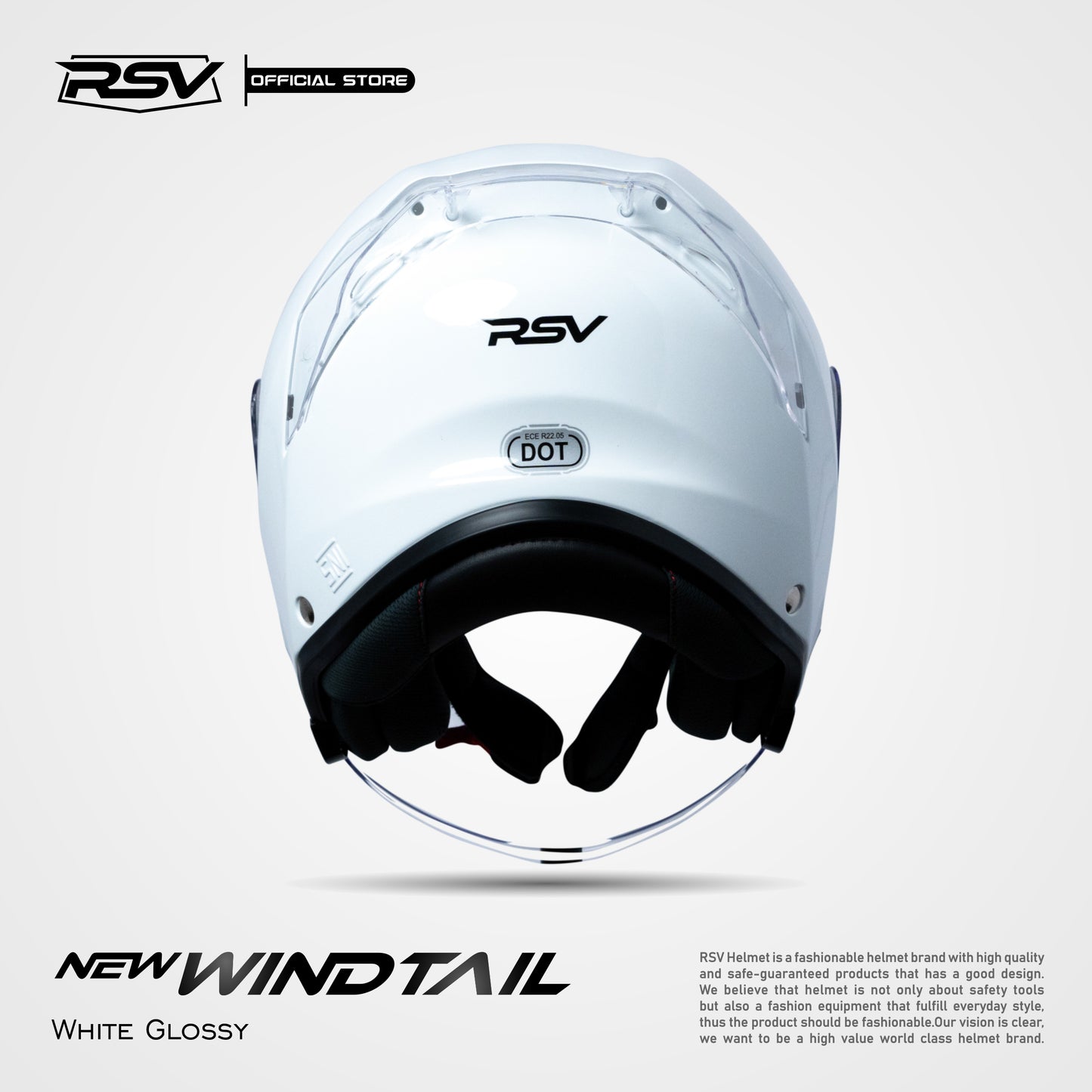 RSV NEW WINDTAIL WHITE GLOSSY SINGLE VISOR
