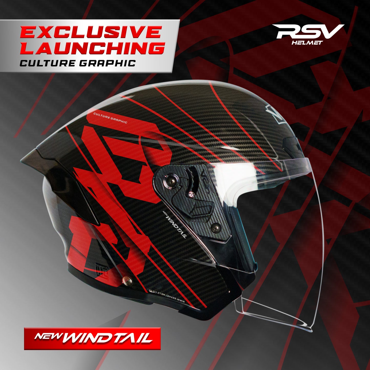 Helm RSV New Windtail Carbon Culture Graphic Single Visor - Limited Edition (Exclusive Launching)