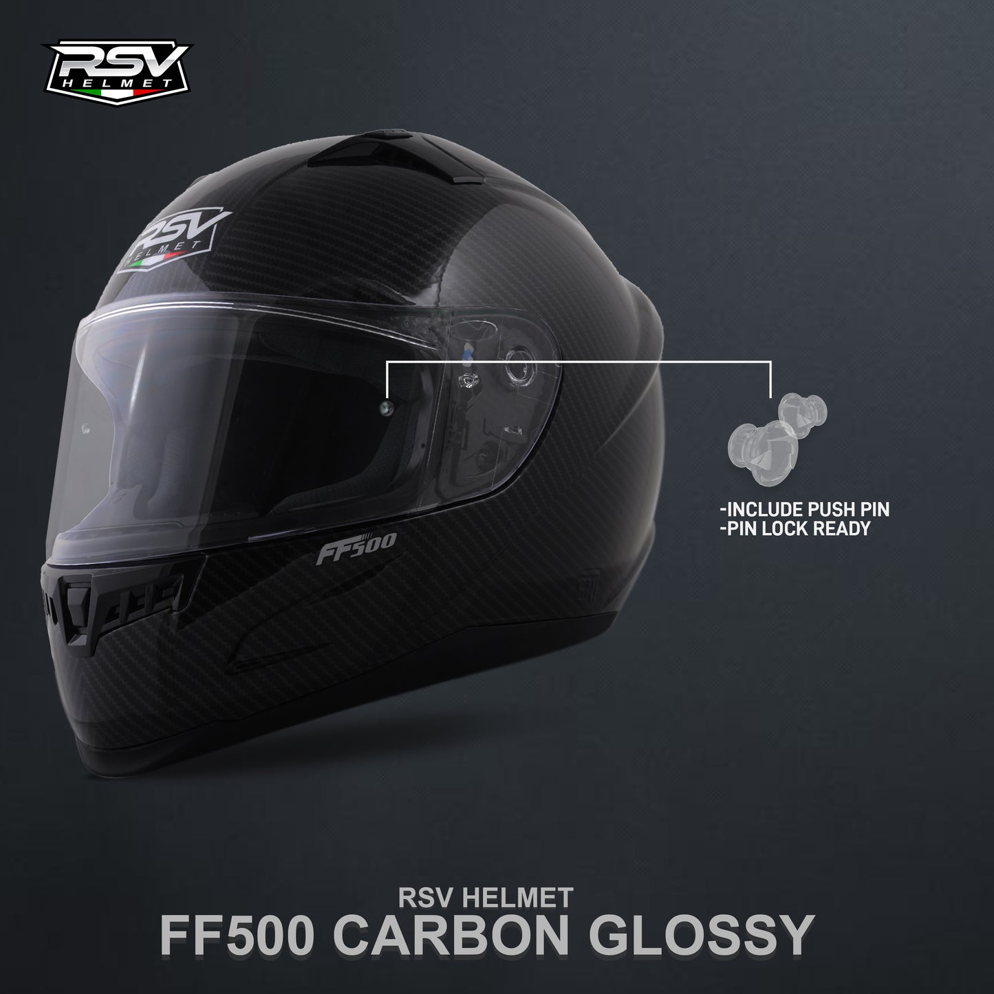 RSV FF500 CARBON GLOSSY BUNDLING WITH VISOR DARKSMOKE / IRIDIUM SILVER