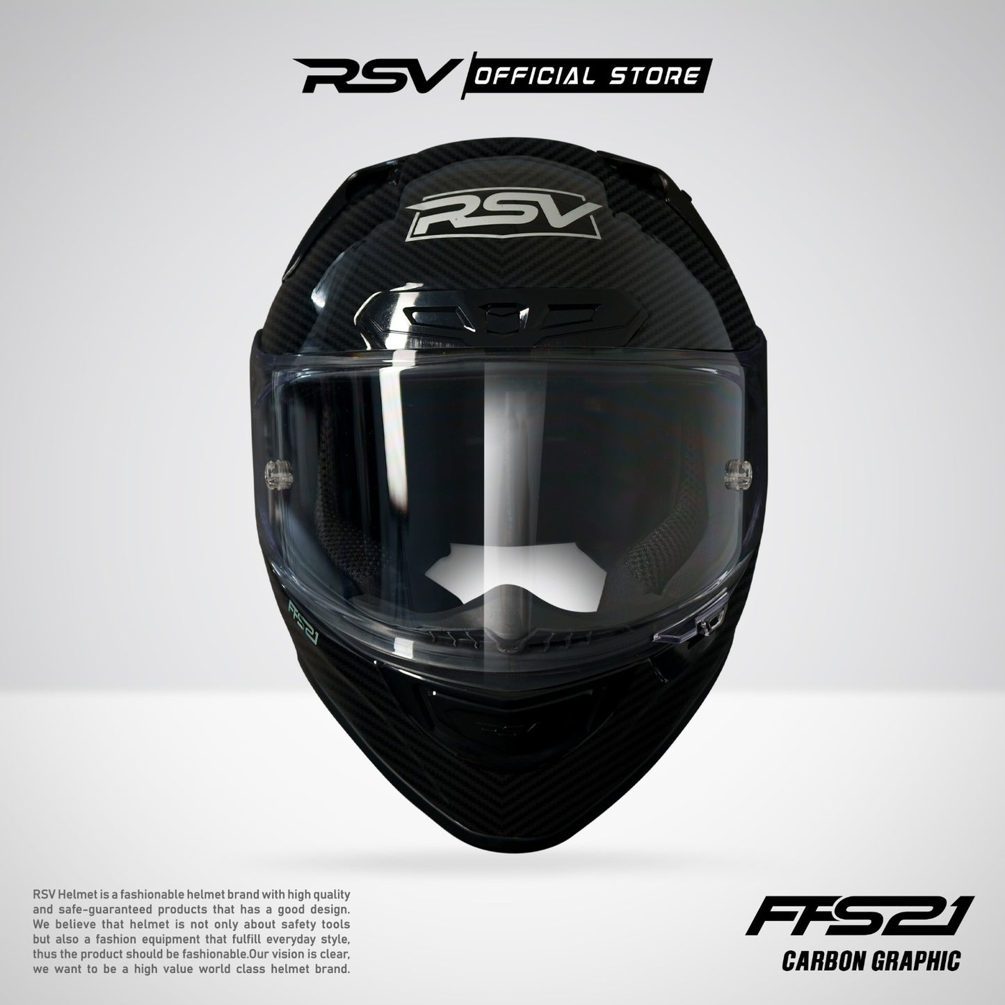 RSV X TVS FFS21 Motif Carbon Graphic Glossy -  Helm Full Face [Exclusive Launching]