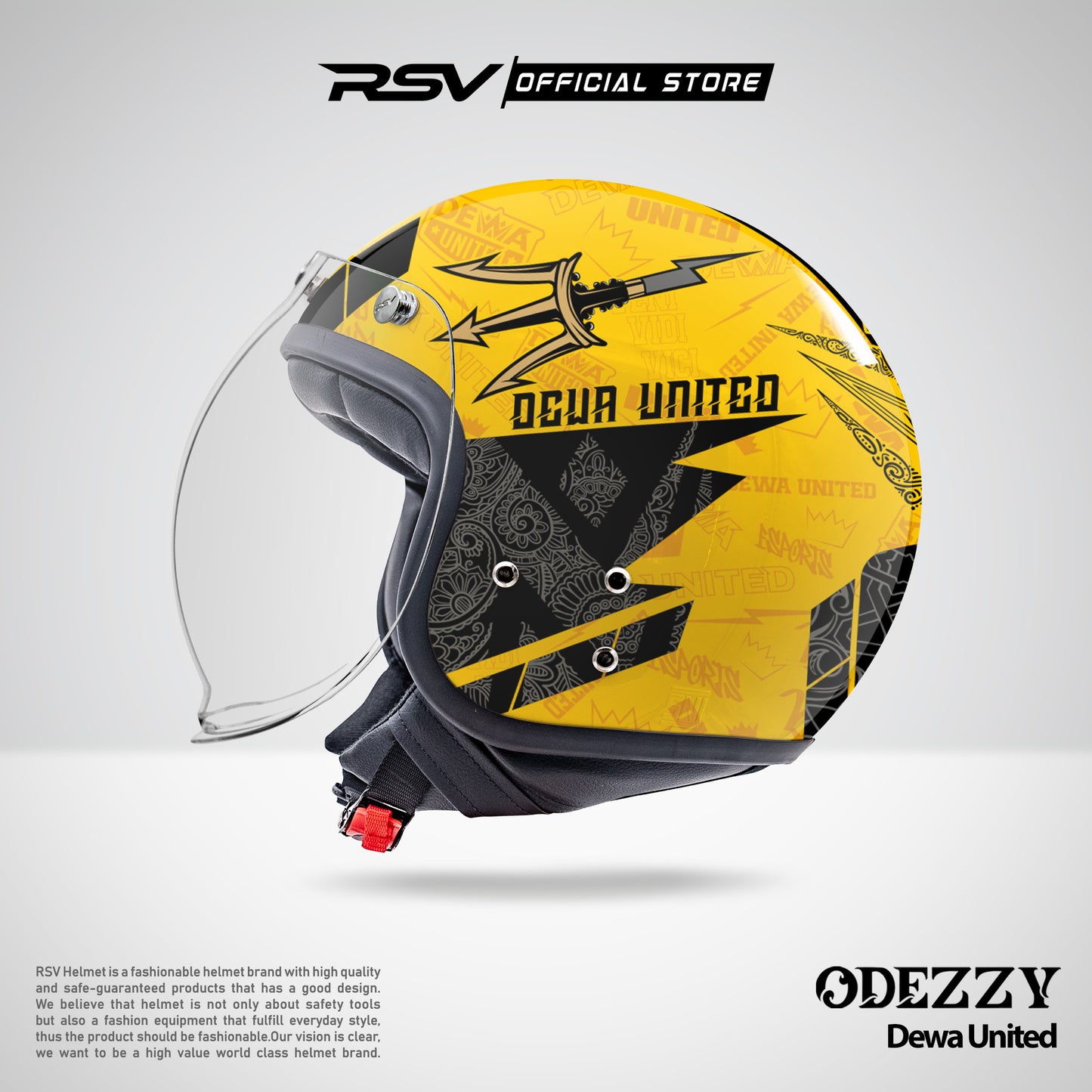 RSV Helmets x DEWA United Exclusive Collaboration MPL ID - Helm RSV Classic Odezzy (Limited Edition Series) - Helm Half Face Retro