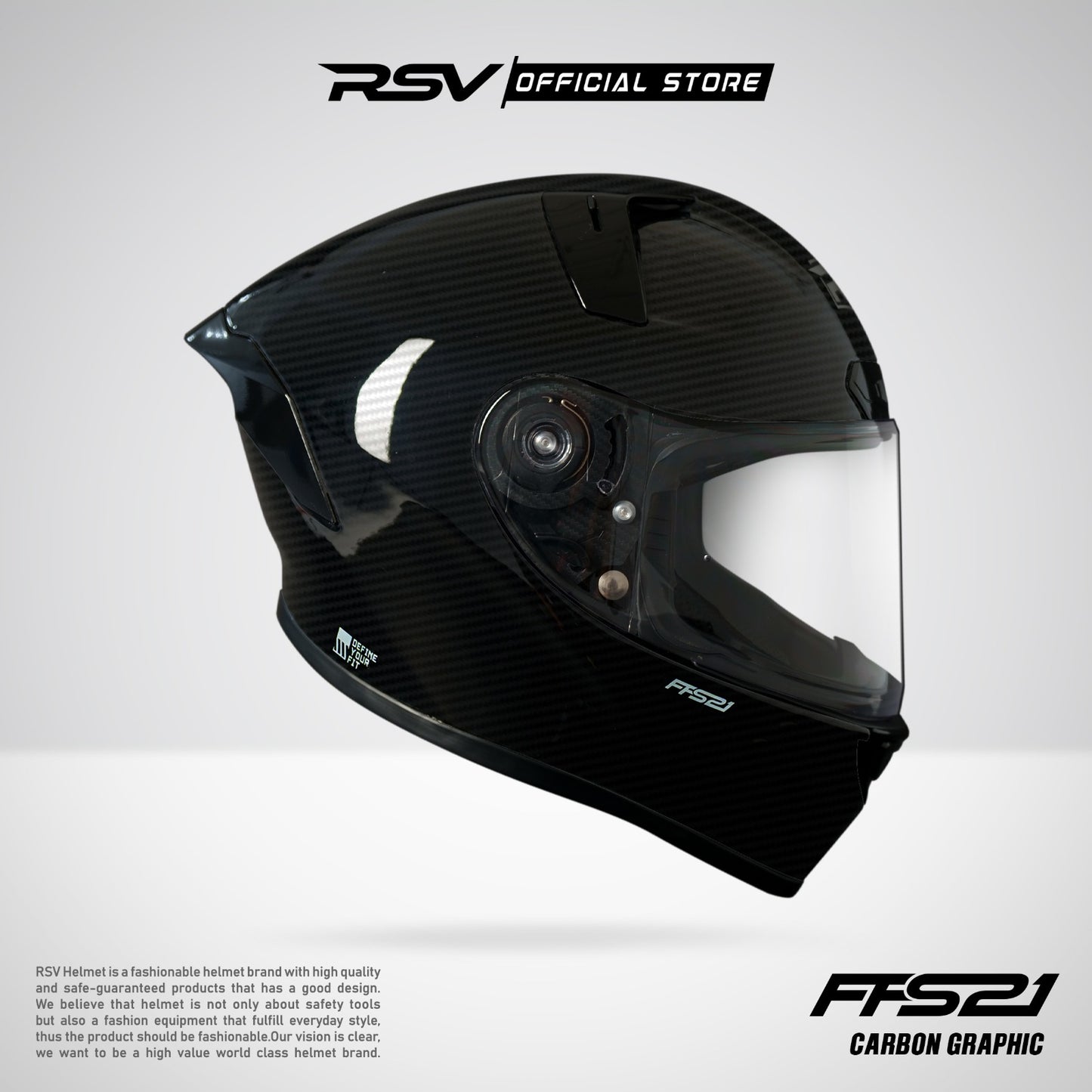 RSV X TVS FFS21 Motif Carbon Graphic Glossy -  Helm Full Face [Exclusive Launching]