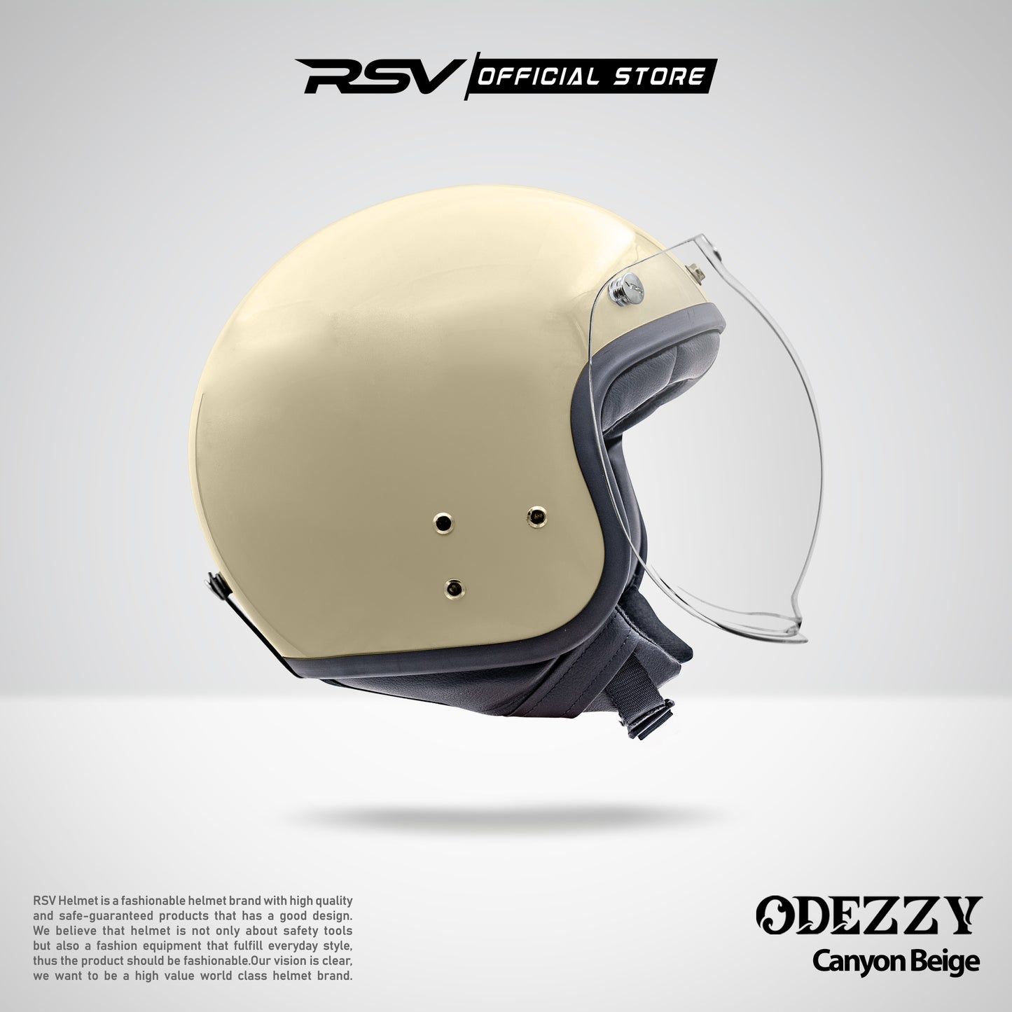 Helm RSV Odezzy Solid Canyon Beige Glossy Single Visor - Half Face