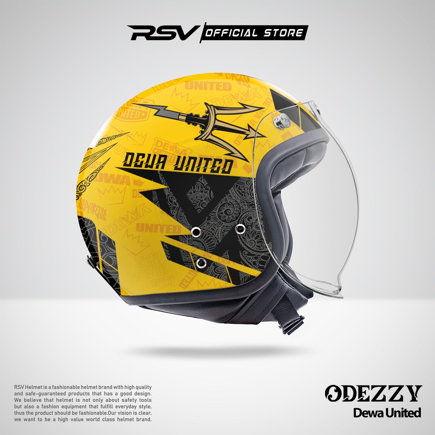 RSV Helmets x DEWA United Exclusive Collaboration MPL ID - Helm RSV Classic Odezzy (Limited Edition Series) - Helm Half Face Retro