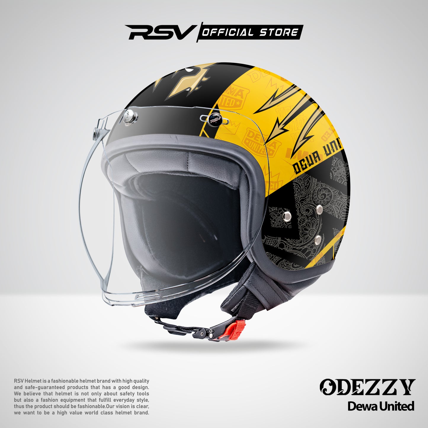 RSV Helmets x DEWA United Exclusive Collaboration MPL ID - Helm RSV Classic Odezzy (Limited Edition Series) - Helm Half Face Retro