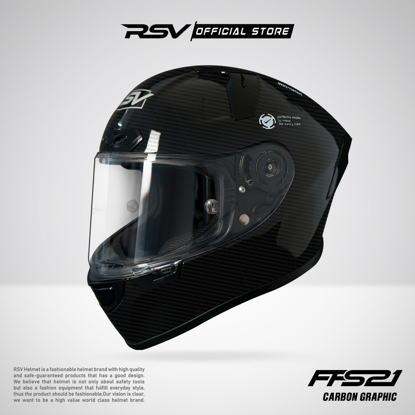 RSV X TVS FFS21 Motif Carbon Graphic Glossy -  Helm Full Face [Exclusive Launching]
