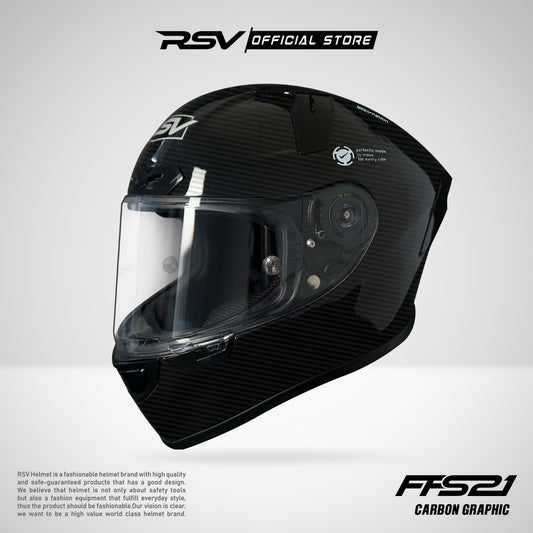RSV X TVS FFS21 Motif Carbon Graphic Glossy -  Helm Full Face [Exclusive Launching]