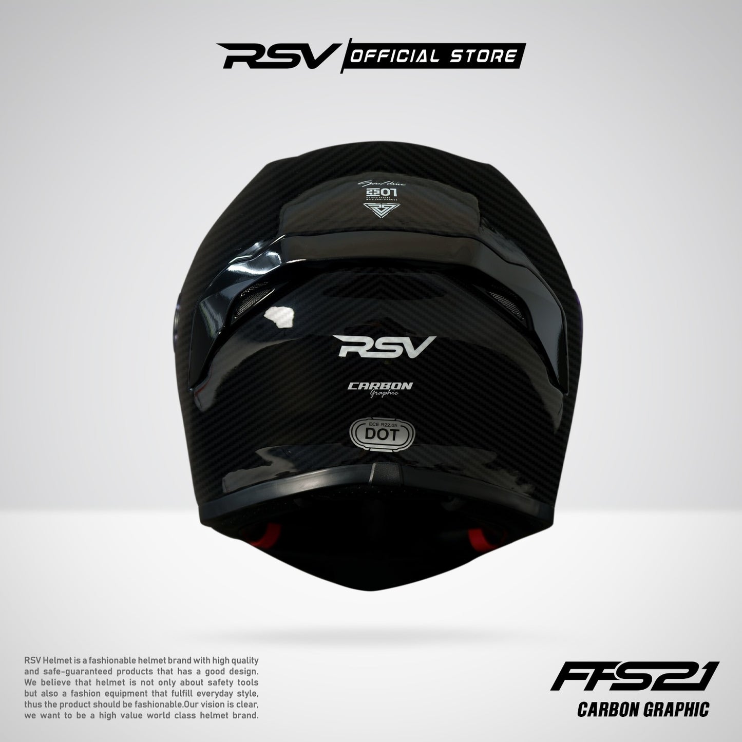RSV X TVS FFS21 Motif Carbon Graphic Glossy -  Helm Full Face [Exclusive Launching]