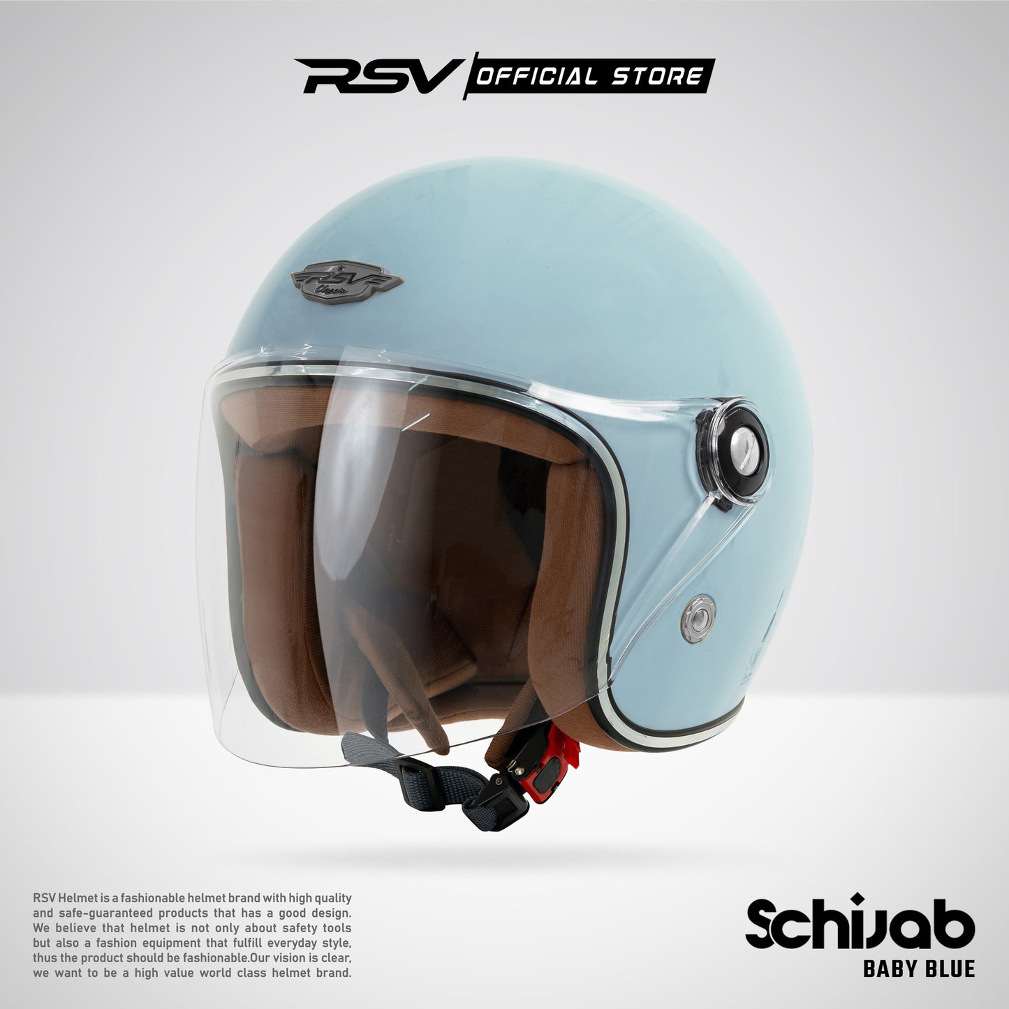 RSV X TVS SC Hijab Retro Classic Helm Half Face - Baby Blue Glossy l Helm Hijab
