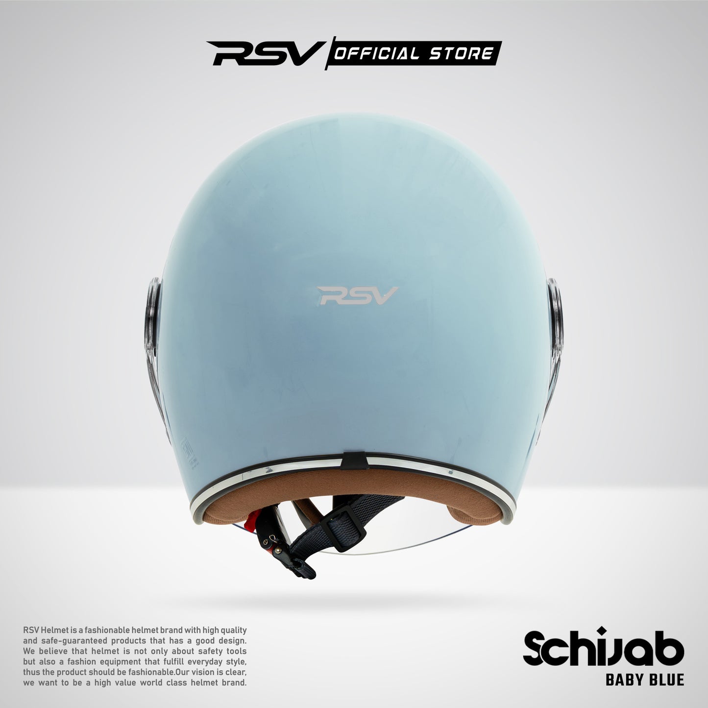 RSV X TVS SC Hijab Retro Classic Helm Half Face - Baby Blue Glossy l Helm Hijab