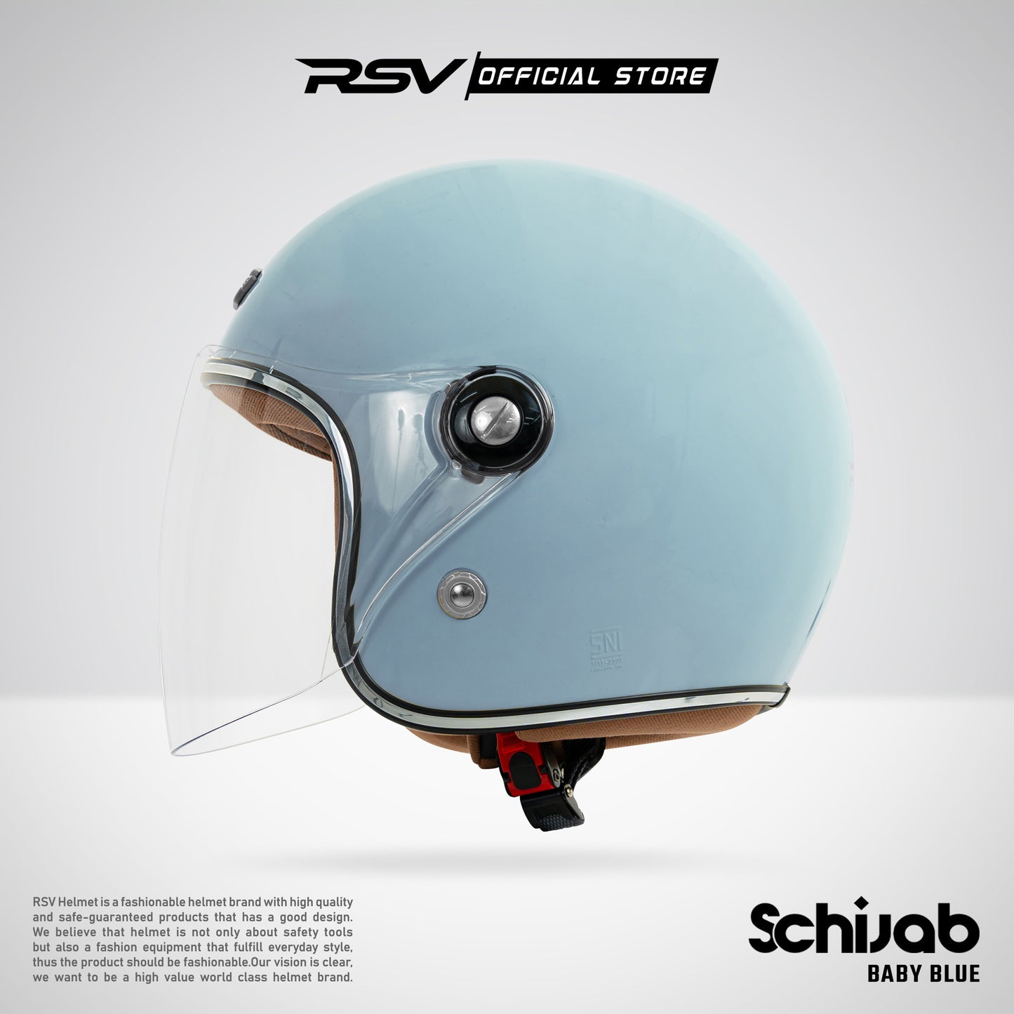 RSV X TVS SC Hijab Retro Classic Helm Half Face - Baby Blue Glossy l Helm Hijab