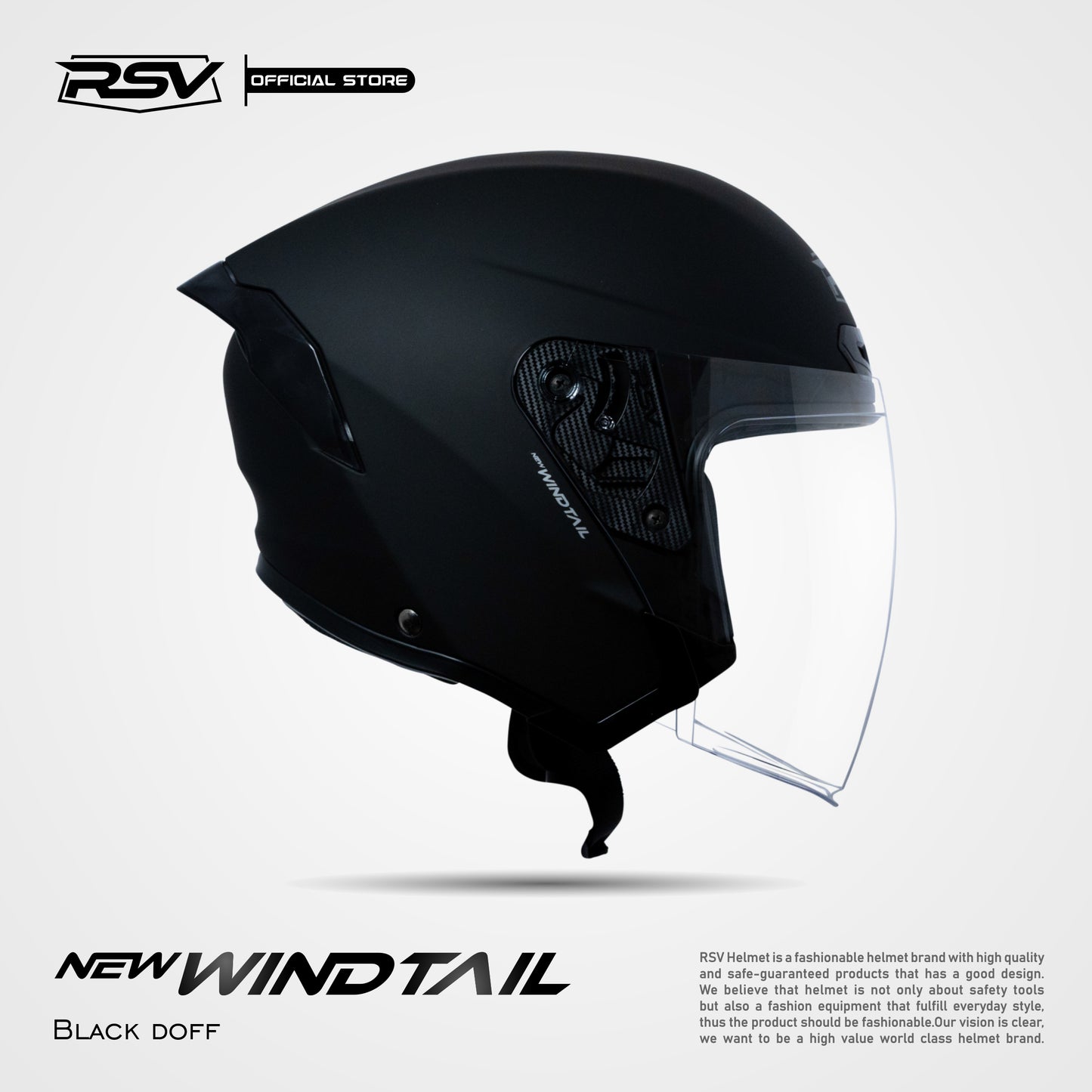RSV X TVS NEW WINDTAIL BLACK MATTE SINGLE VISOR