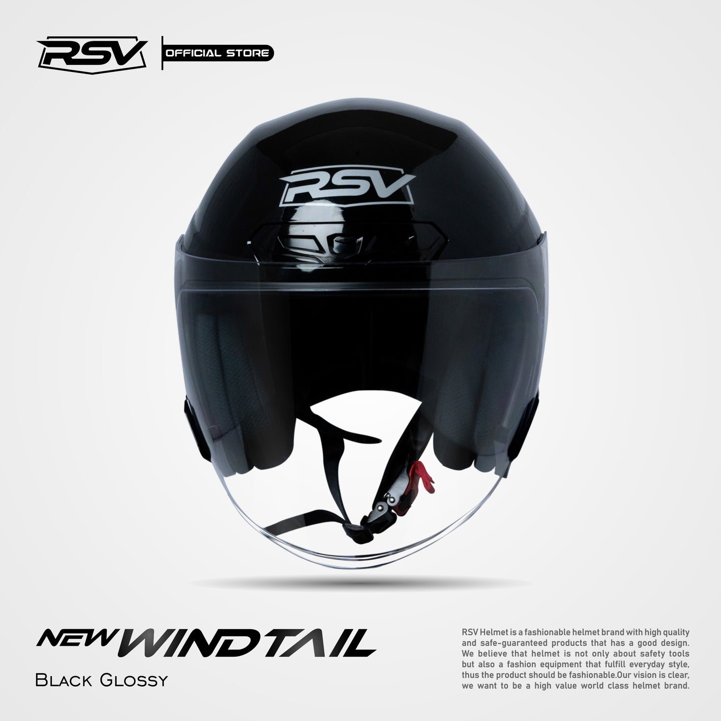 RSV X TVS NEW WINDTAIL BLACK GLOSSY SINGLE VISOR
