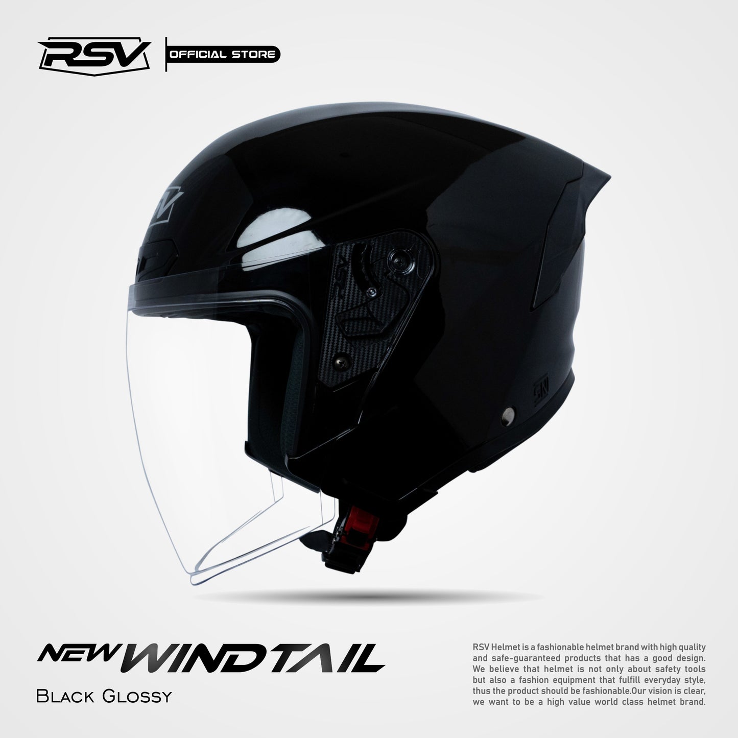 RSV X TVS NEW WINDTAIL BLACK GLOSSY SINGLE VISOR