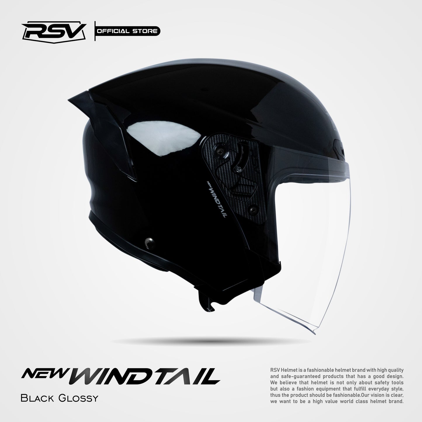 RSV X TVS NEW WINDTAIL BLACK GLOSSY SINGLE VISOR